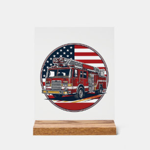 Señal Acrílica Camiseta Vectorial Círculo Bandera Americana Camió