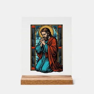 Señal Acrílica Camiseta Vectorial de Figura Religiosa Rezando Vin
