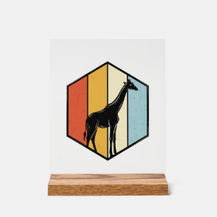 Señal Acrílica Camiseta Vectorial de Safari Geométrico de Jirafa 