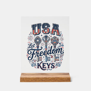 Señal Acrílica Camiseta Vectorial Patriótica USA Deja Libertad Cl