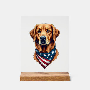 Señal Acrílica Camiseta vintage con bandana de Golden Retriever p