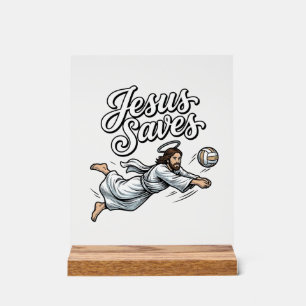 Señal Acrílica Camiseta Vintage Cristiana De Voleibol Jesús Salva