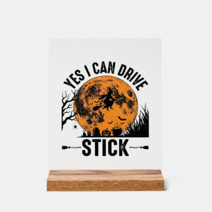 Señal Acrílica Camiseta Vintage de Bruja Divertida para Conducir 