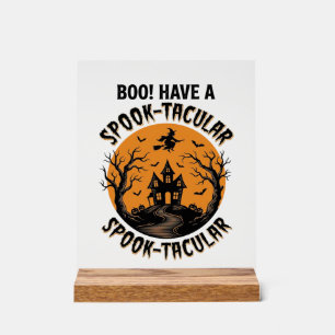 Señal Acrílica Camiseta Vintage de Casa Embrujada de Halloween Es