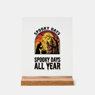 Señal Acrílica Camiseta Vintage de Halloween Bruja Casa Murciélag