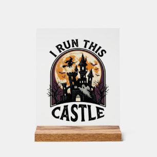 Señal Acrílica Camiseta Vintage de Halloween Castillo Embrujado B