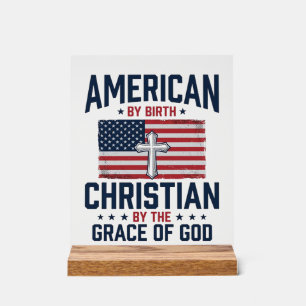 Señal Acrílica Camiseta Vintage de la Cruz de la Bandera Cristian