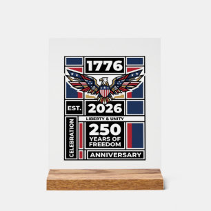 Señal Acrílica Camiseta Vintage Eagle 1776 2026 Tipografía Patrió