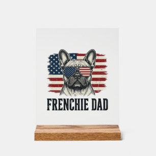 Señal Acrílica Camiseta Vintage Frenchie Dad Patriótica Bulldog_1