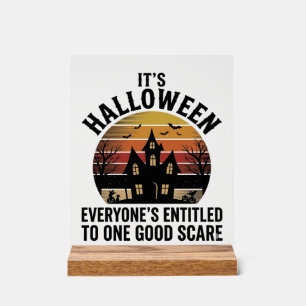 Señal Acrílica Camiseta Vintage Halloween Casa Embrujada Buen Sus