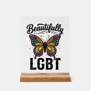 Señal Acrílica Camiseta Vintage Orgullo Mariposa LGBT Hermosa_1