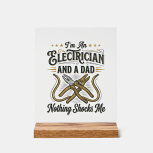 Señal Acrílica Camiseta Vintage Papá Electricista Nada Me Sorpren