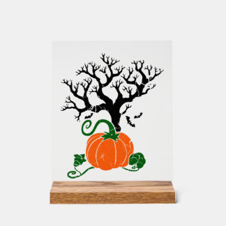 Señal Acrílica Camisetas de otoño del árbol de Halloween Sudadera