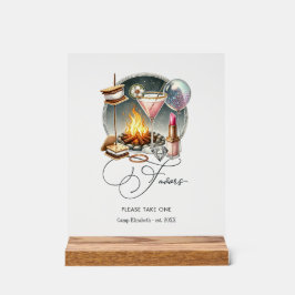 Señal Acrílica Campamento de Moda de Glam Rústico Favor de la Nov