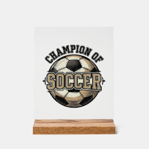 Señal Acrílica Campeón Vintage de Diseño de Camiseta de Fútbol_1