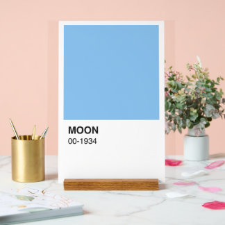 Señal Acrílica Canción de la luna de color azul - fondo blanco