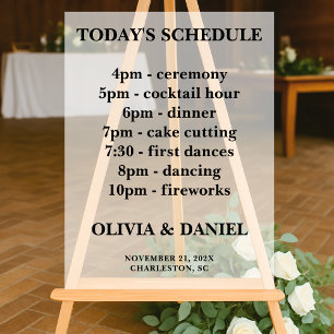 Señal Acrílica Candlelight Winter Wedding Timeline Frosted