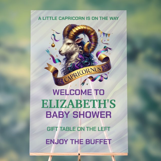 Señal Acrílica Capricorn Zodiac Baby Shower (Neutral )