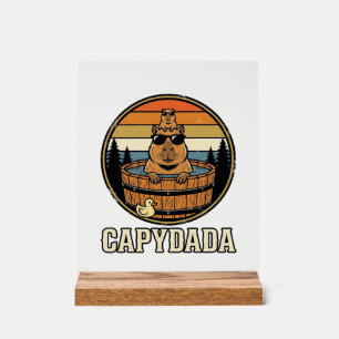 Señal Acrílica Capydada Capybara Papá Diseño Vectorial Retro Bañe
