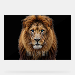 Señal Acrílica Cara de León Majestuoso con Ojos Azules Anima Fa