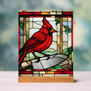 Señal Acrílica Cardinal de Protección Vidrio Pintado Inspirado