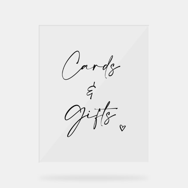 Señal Acrílica Cards & Gifts Wedding Pedestal Sign Minimalist  (Anverso)