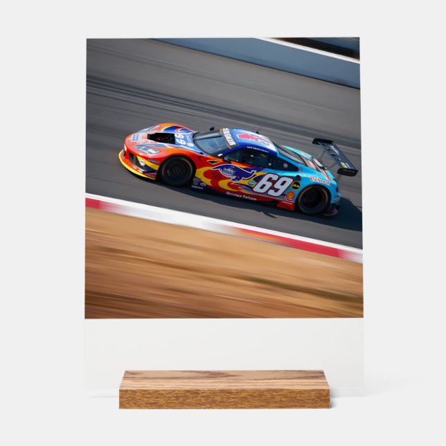 Señal Acrílica Carreras número 69 en colores hermosos (Anverso)