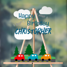 Señal Acrílica Cars Kids Boy Birthday