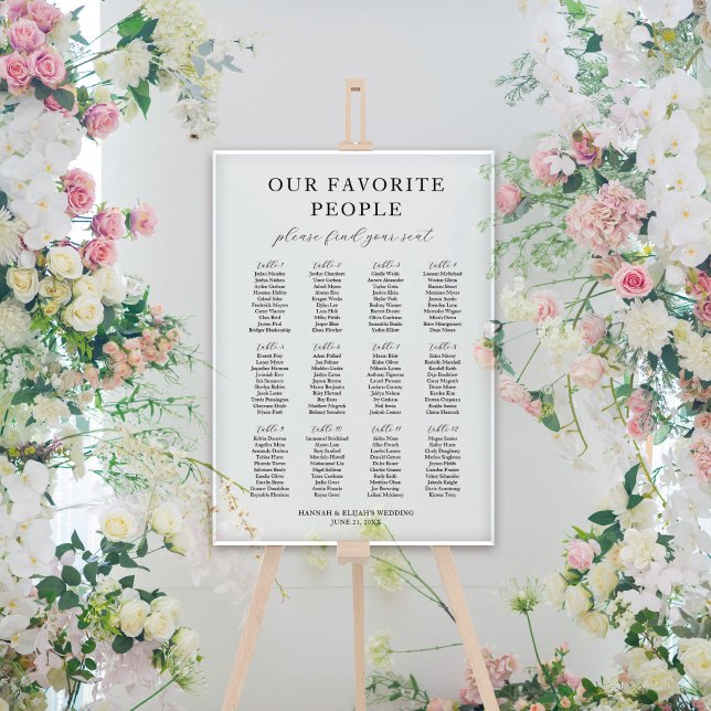 Señal Acrílica Carta de asientos de Bodas acrílicos de nuestra ge (Our Favorite People Acrylic Wedding Seating Chart
)