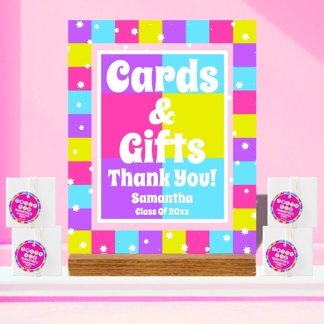 Señal Acrílica Cartas y regalos fiesta de graduación de Neón Retr (Subido por el creador)