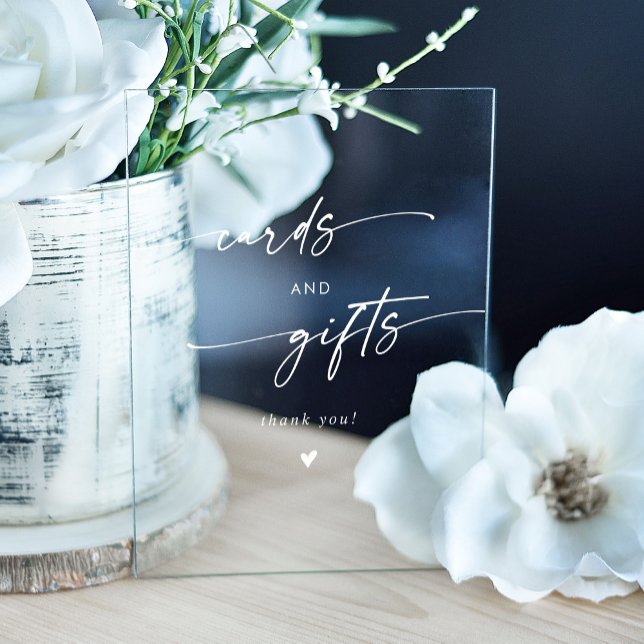 Señal Acrílica Cartas y regalos modernos de Boho White Clear Wedd (Subido por el creador)