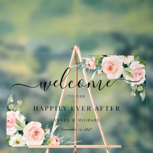 Señal Acrílica Cartel Acrílico de Boda de Flor de Felices para Si