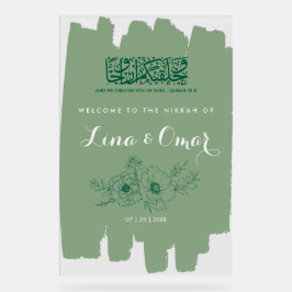 Señal Acrílica Cartel Acrílico de Nikkah Floral Verde Salvia