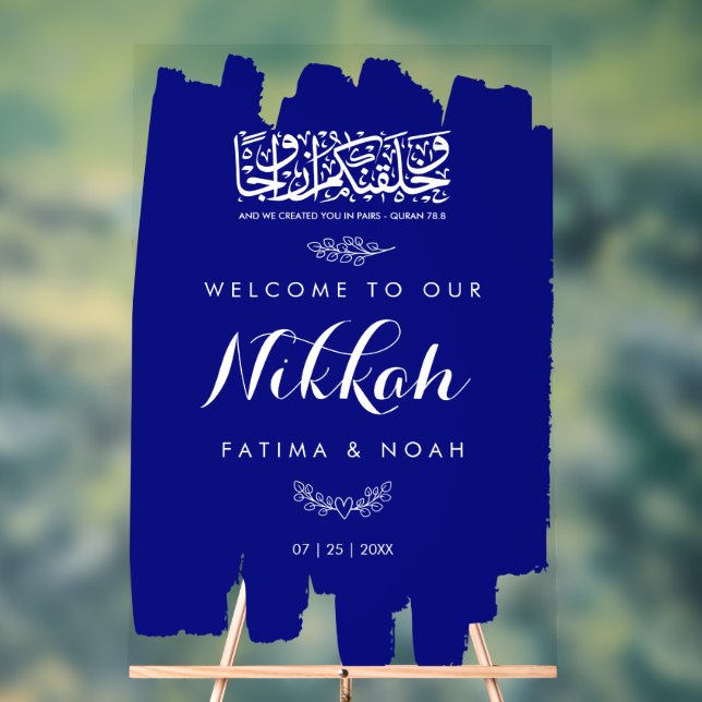 Señal Acrílica Cartel Acrílico de Nikkah Pintado con Brocha Azul  (Neutral )