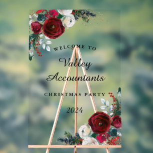 Señal Acrílica Cartel Acrílico Floral para Fiesta Anual de Navida