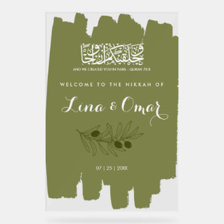 Señal Acrílica Cartel Acrílico Verde Oliva para Nikkah