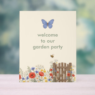 Señal Acrílica Cartel de bienvenida a la fiesta de jardín de mari