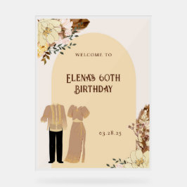 Señal Acrílica Cartel de bienvenida al Fiesta de cumpleaños Boho 