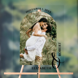 Señal Acrílica Cartel de bienvenida con arco de boda
