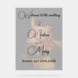 Señal Acrílica Cartel de bienvenida de boda con foto minimalista 