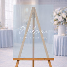 Cartel de bienvenida de boda de acrílico azul polv