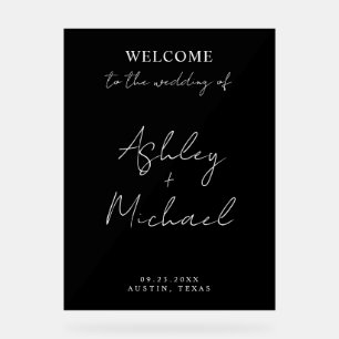 Señal Acrílica Cartel de bienvenida de boda de acrílico simple mo
