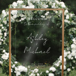 Señal Acrílica Cartel de bienvenida de boda de acrílico simple mo