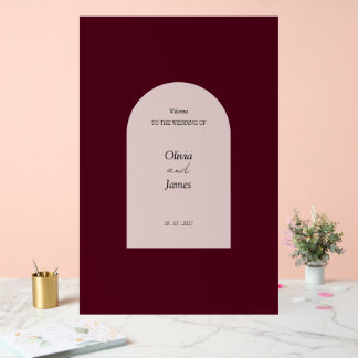 Señal Acrílica Cartel de bienvenida de boda floral arqueado de Bo