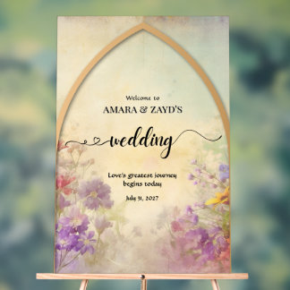 Señal Acrílica Cartel de Bienvenida de Boda Personalizado – Flora