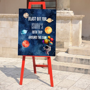 Señal Acrílica Cartel de bienvenida de cumpleaños de astronauta e
