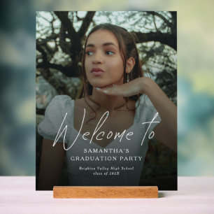 Señal Acrílica Cartel de bienvenida de fiesta de graduación con f