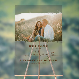 Señal Acrílica Cartel de bienvenida de la boda elegante y escarpa