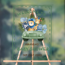 Cartel de bienvenida para baby shower de animales 
