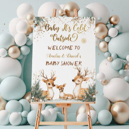 Señal Acrílica Cartel de bienvenida para baby shower de ciervos e